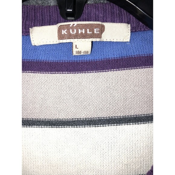 KUHLE Sweater Long Sleeve Shirt Womens Size Large Striped‎ V-Neck Casual - Picture 3 of 7
